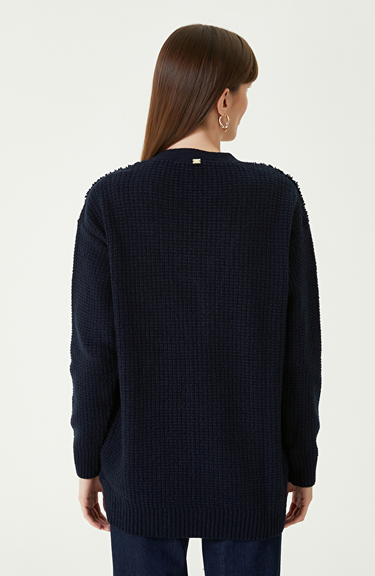 Navy Blue Knit Cardigan