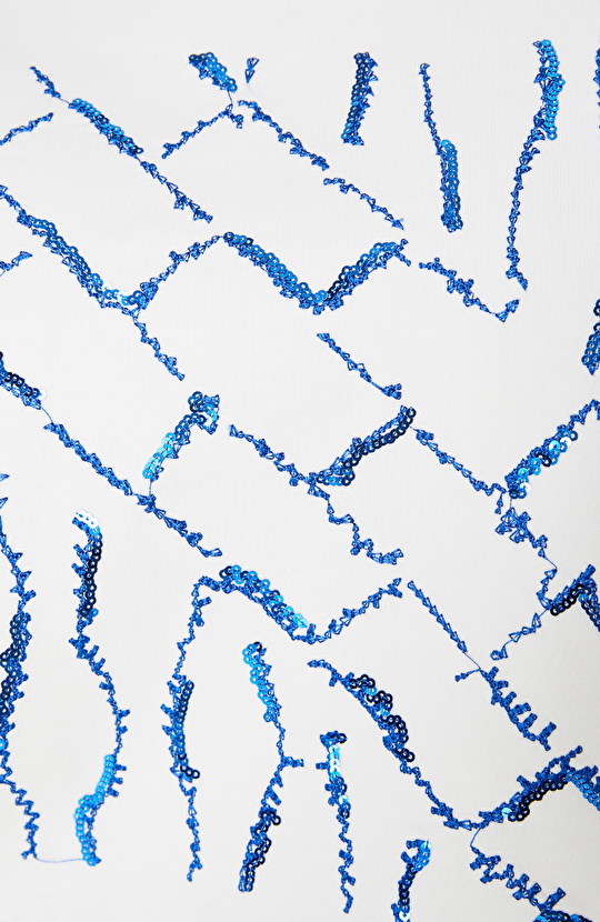 Kırık Beyaz Payetli Sweatshirt