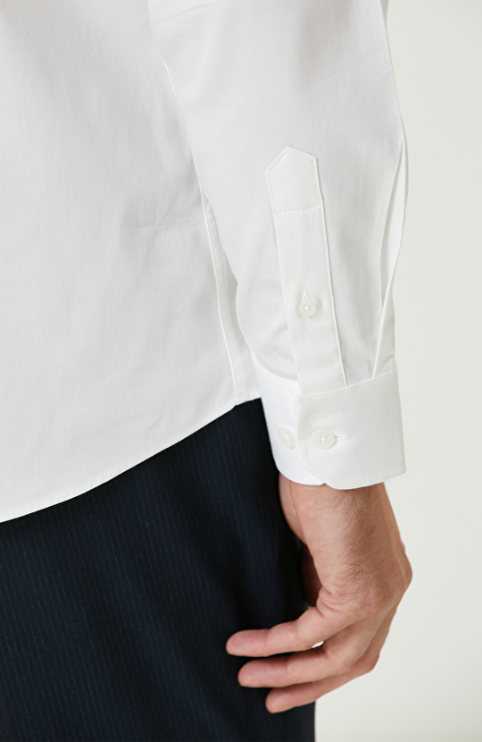 Beyaz Pamuk-Saten Gömlek