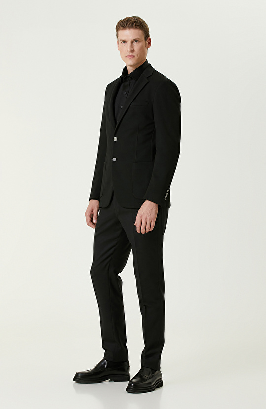 Siyah Pamuk-Saten Gömlek