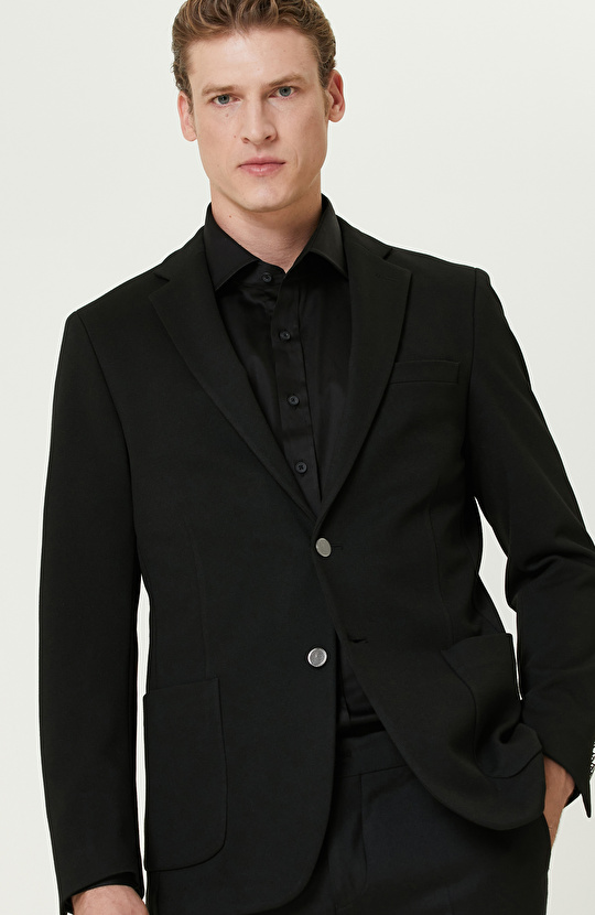 Siyah Blazer Örme Ceket