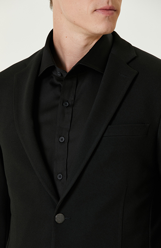Siyah Blazer Örme Ceket