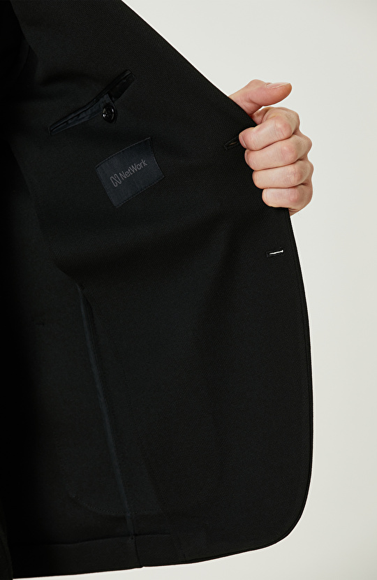 Siyah Blazer Örme Ceket