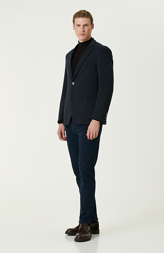 Lacivert Blazer Örme Ceket
