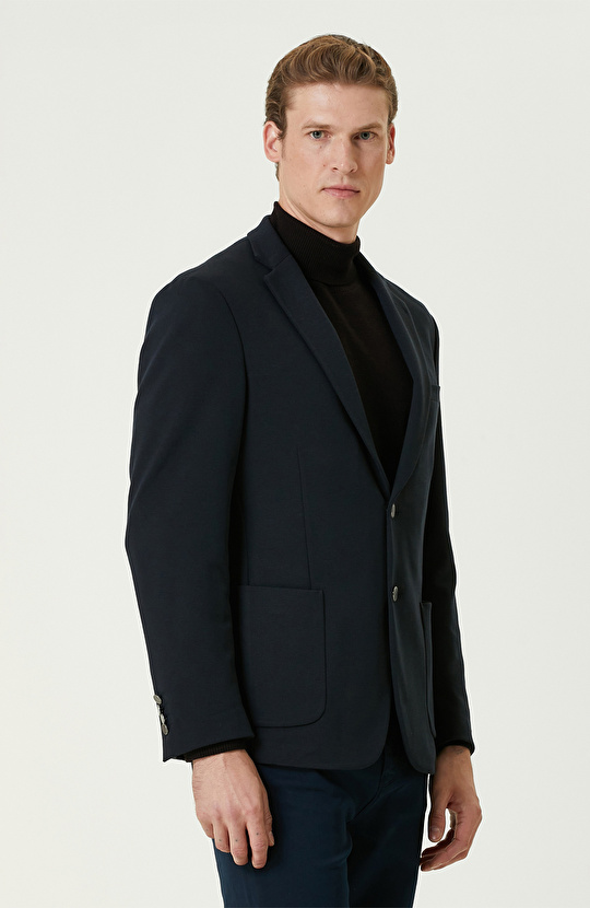 Lacivert Blazer Örme Ceket