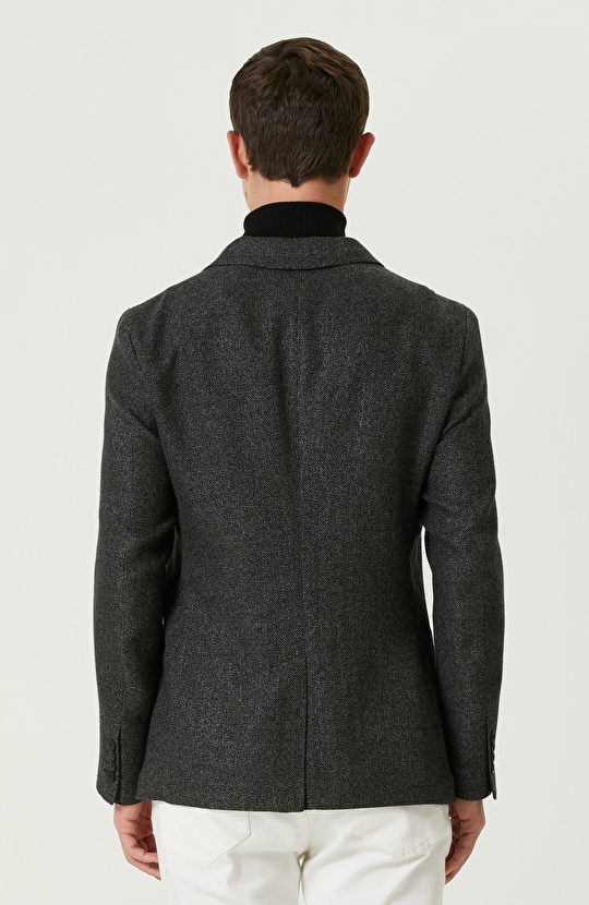 Antrasit Keten Karışımlı Ceket