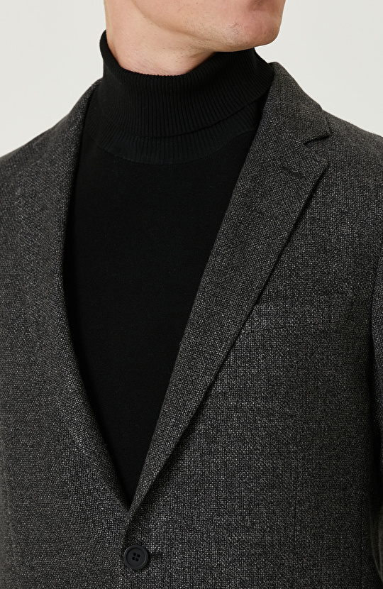 Antrasit Keten Karışımlı Ceket