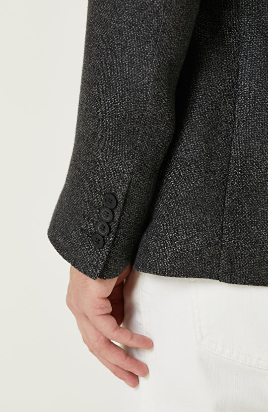 Antrasit Keten Karışımlı Ceket