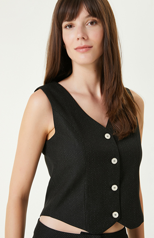 Siyah Çizgili Yelek