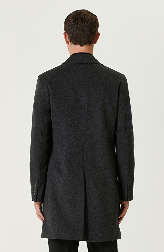 Antrasit Yün Karışımlı Palto