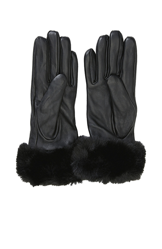 Siyah Kadın Deri Eldiven