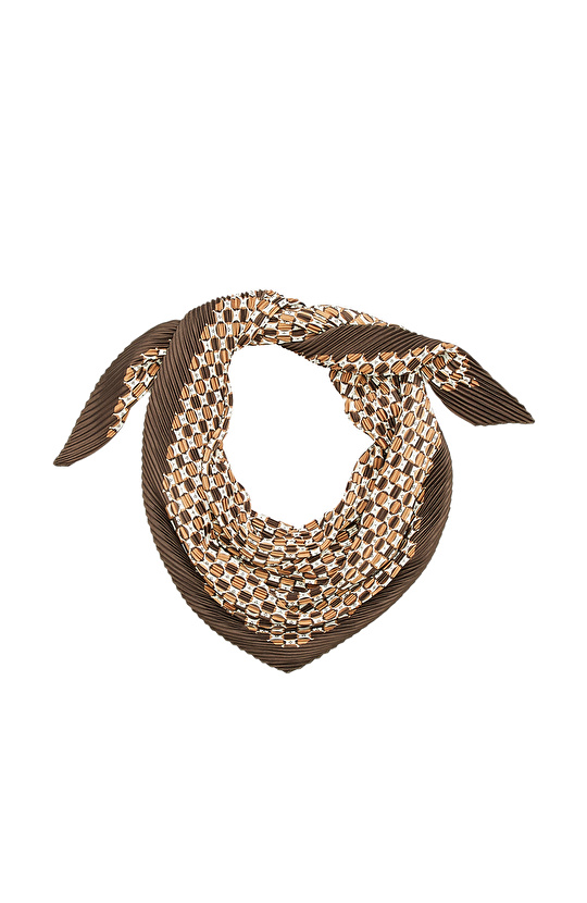 Kahverengi Desenli Kadın Fular