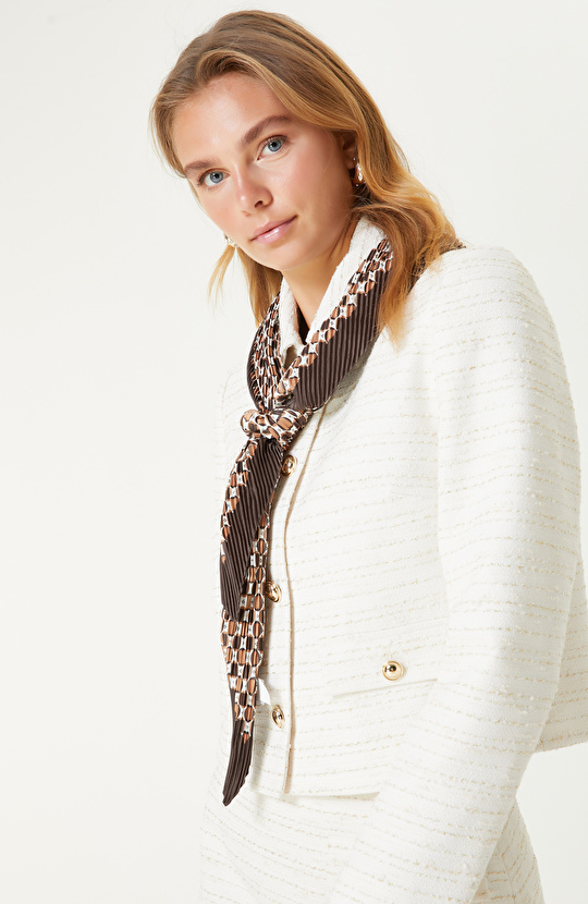 Kahverengi Desenli Kadın Fular