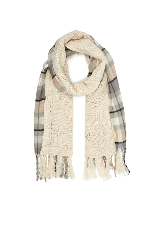 Gri Desenli Kadın Atkı