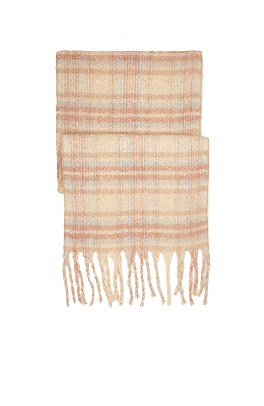 Bej Çizgili Kadın Atkı