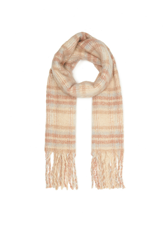 Bej Çizgili Kadın Atkı