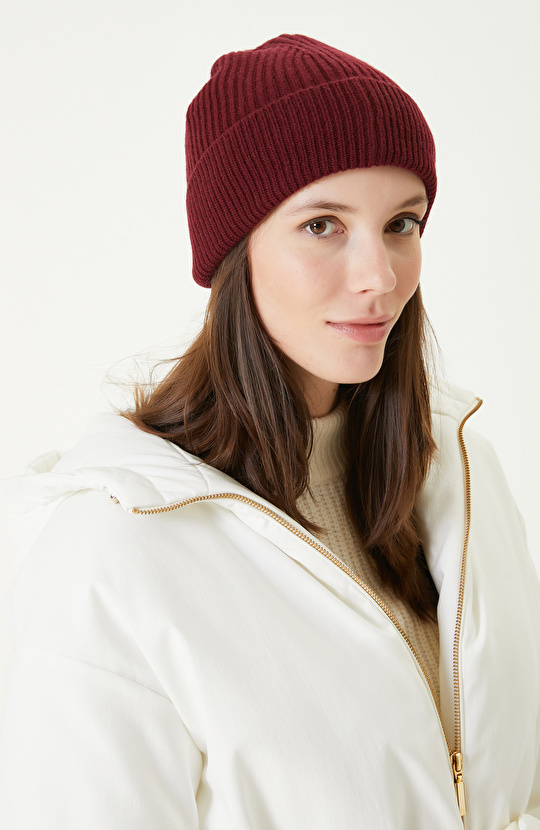 Bordo Kadın Yün Bere