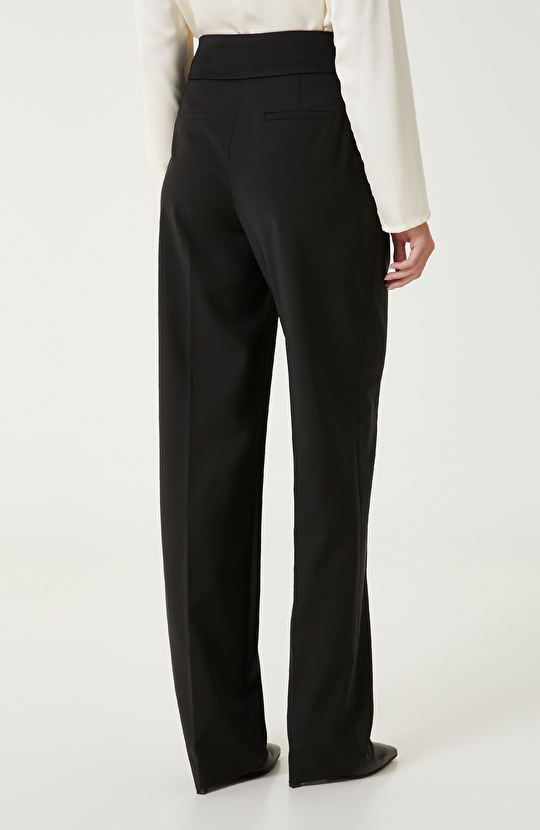 Siyah Yün Karışımlı Pantolon 