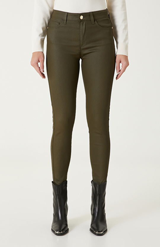 Haki Kaplamalı Casual Pantolon