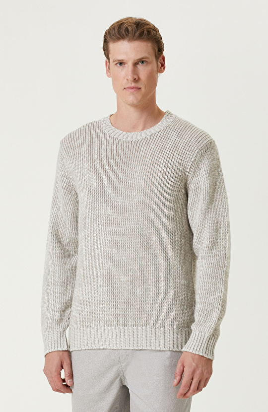 Açık Gri Limited Kaşmir Karışımlı Triko Kazak