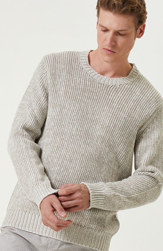 Açık Gri Limited Kaşmir Karışımlı Triko Kazak