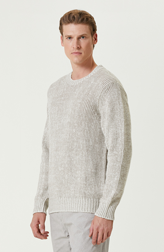 Açık Gri Limited Kaşmir Karışımlı Triko Kazak