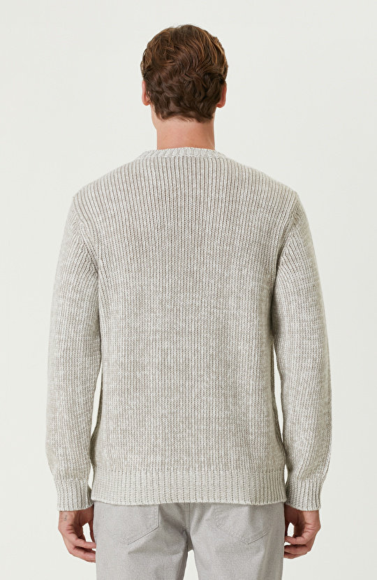 Açık Gri Limited Kaşmir Karışımlı Triko Kazak