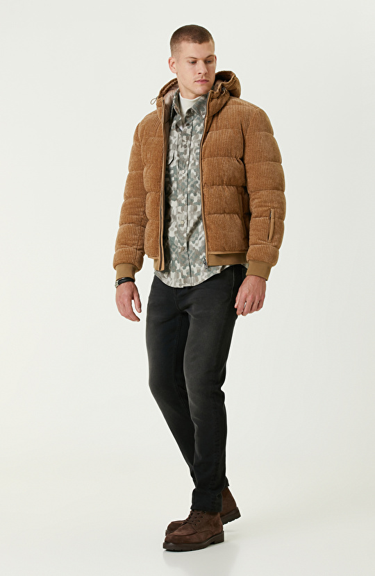 Haki Kamuflaj Desenli Dış Gömlek