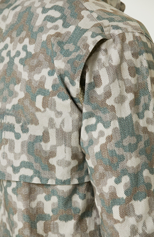 Haki Kamuflaj Desenli Dış Gömlek