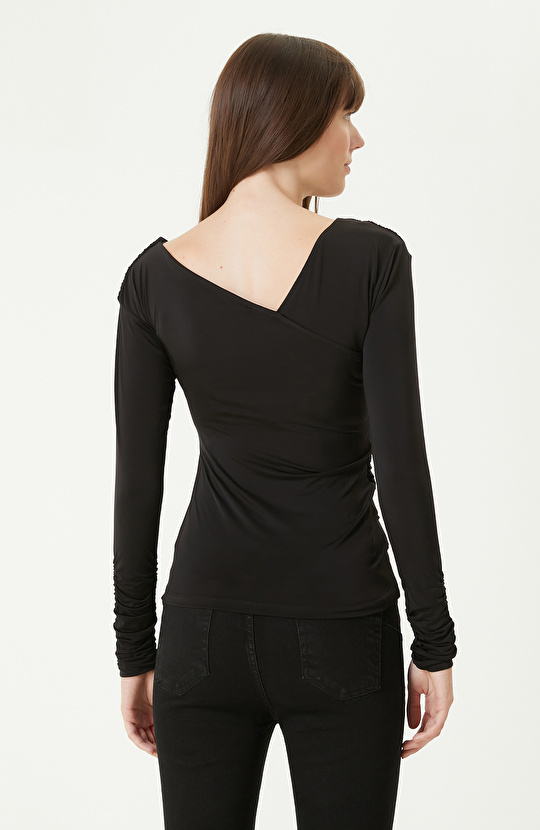 Siyah Jarse Örme Bluz