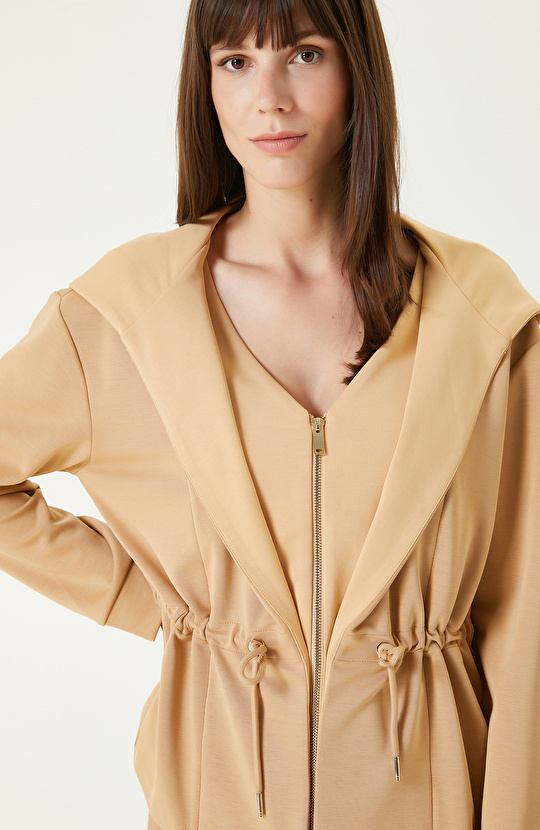 Camel Modal Karışımlı Örme Ceket