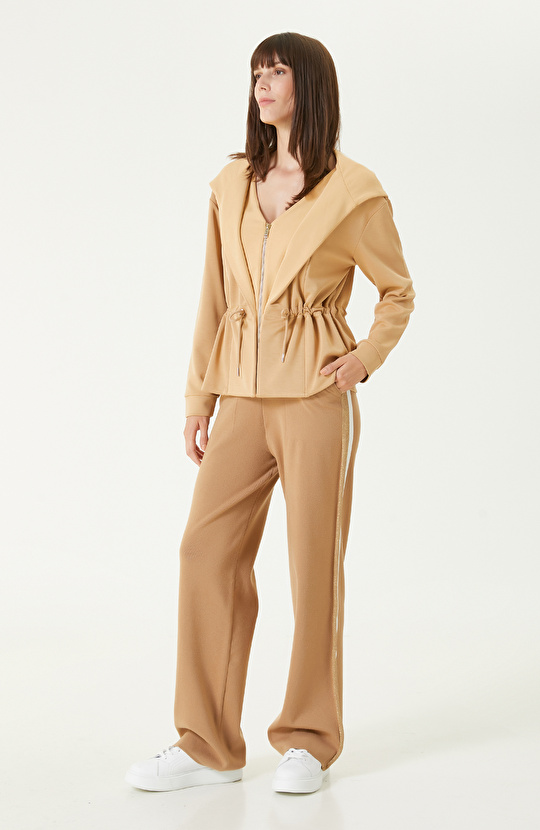 Camel Modal Karışımlı Örme Ceket