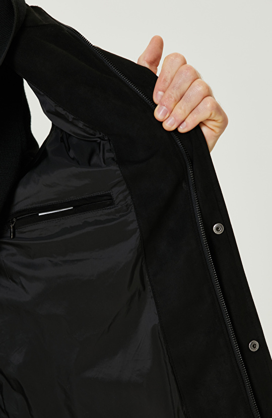 Siyah Süet Görünümlü Casual Yelek