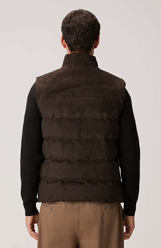 Kahverengi Süet Görünümlü Casual Yelek