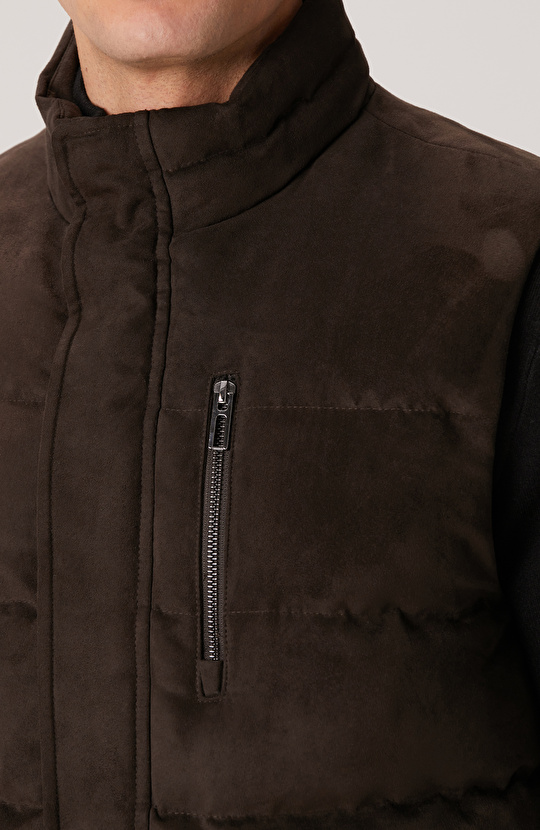 Kahverengi Süet Görünümlü Casual Yelek