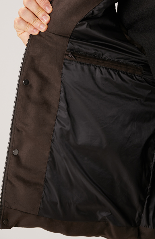 Kahverengi Süet Görünümlü Casual Yelek