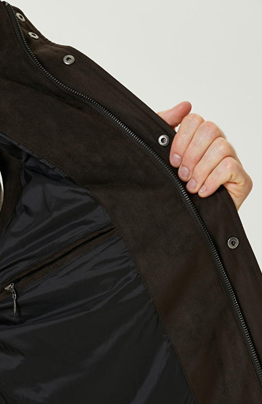 Kahverengi Süet Görünümlü Casual Yelek