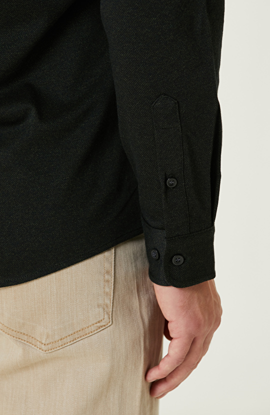 Haki Diyagonal Örme Gömlek