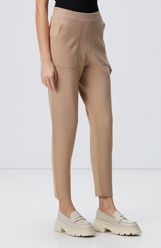 Camel Örgü Triko Pantolon