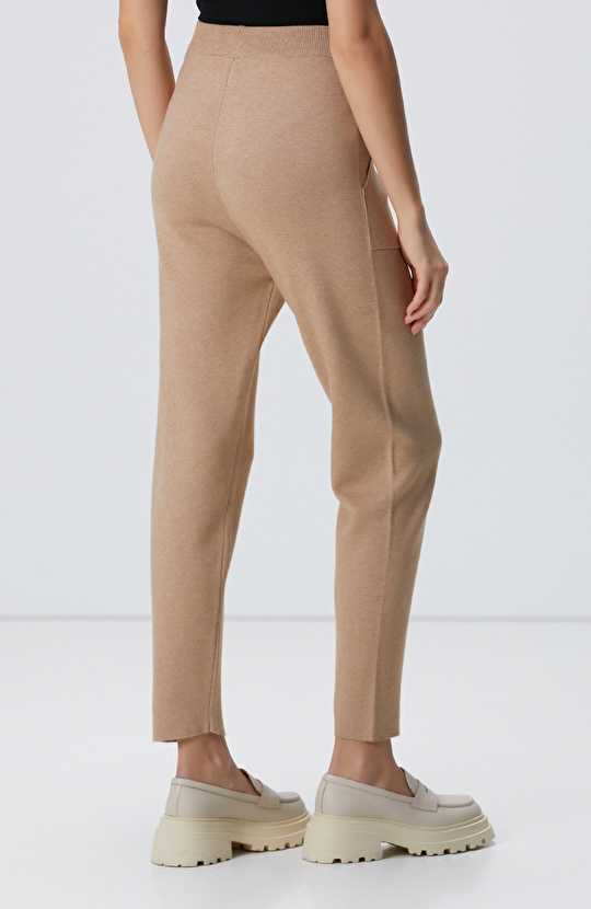 Camel Örgü Triko Pantolon