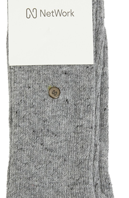 Gri Yün Karışımlı Kadın Çorap
