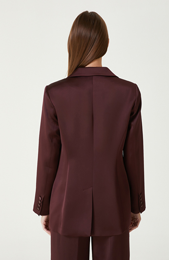 Bordo Saten Blazer Ceket