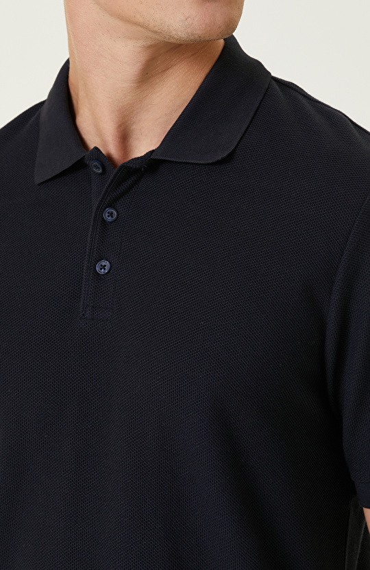 Lacivert Polo Yaka Jakarlı Tshirt
