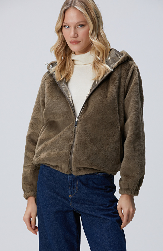 Haki Suni Kürk Mont