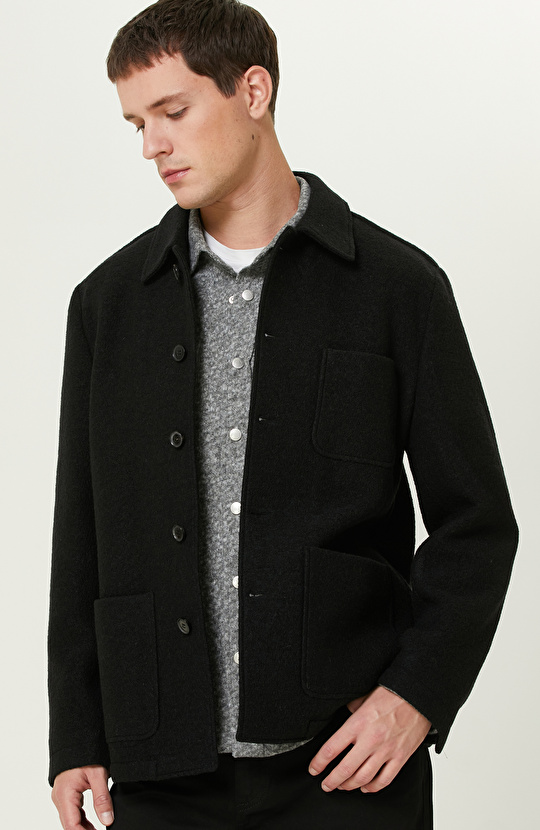 Siyah Yün Örme Ceket