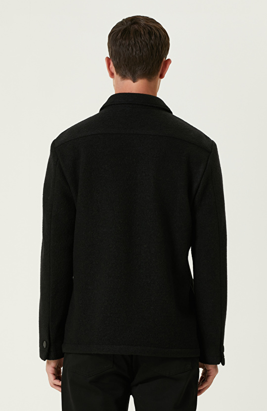 Siyah Yün Örme Ceket