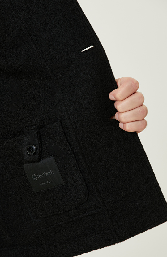 Siyah Yün Örme Ceket