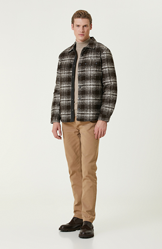 Acı Kahve Yün Karışımlı Mont