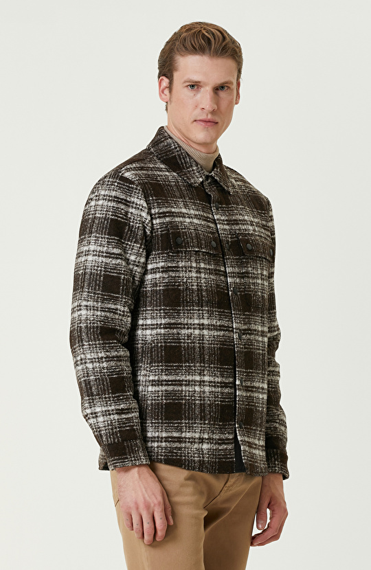 Acı Kahve Yün Karışımlı Mont