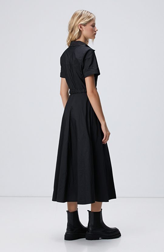 Siyah Midi Tafta Elbise